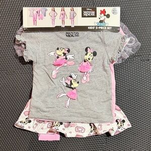 NWT Disney Minnie Mouse Pink and Gray Girls Outfit Set